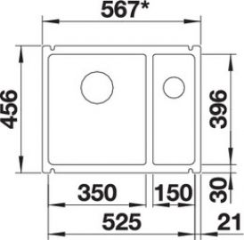 Blanco SUBLINE 350/150-U 523741 глянцевый белый