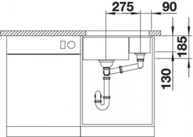 Blanco SUBLINE 350/150-U 523742 глянцевый магнолия