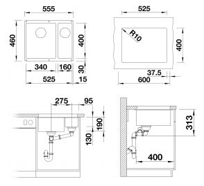 Blanco SUBLINE 340/160-U 527345 вулканический серый