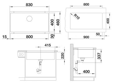 Blanco SUBLINE 800-U 527357 вулканический серый