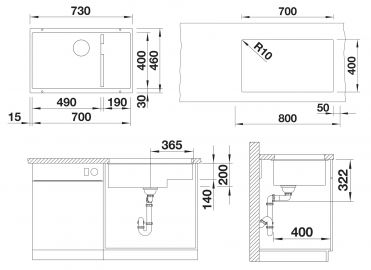 Blanco SUBLINE 700-U Level 527355 вулканический серый